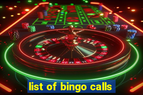 list of bingo calls