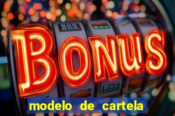 modelo de cartela para bingo