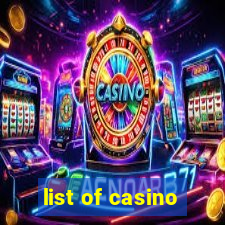 list of casino